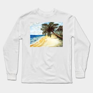 Beach with Palm Trees Long Sleeve T-Shirt